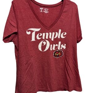 Temple University Owls University T Women's Red V-Neck Top, XL